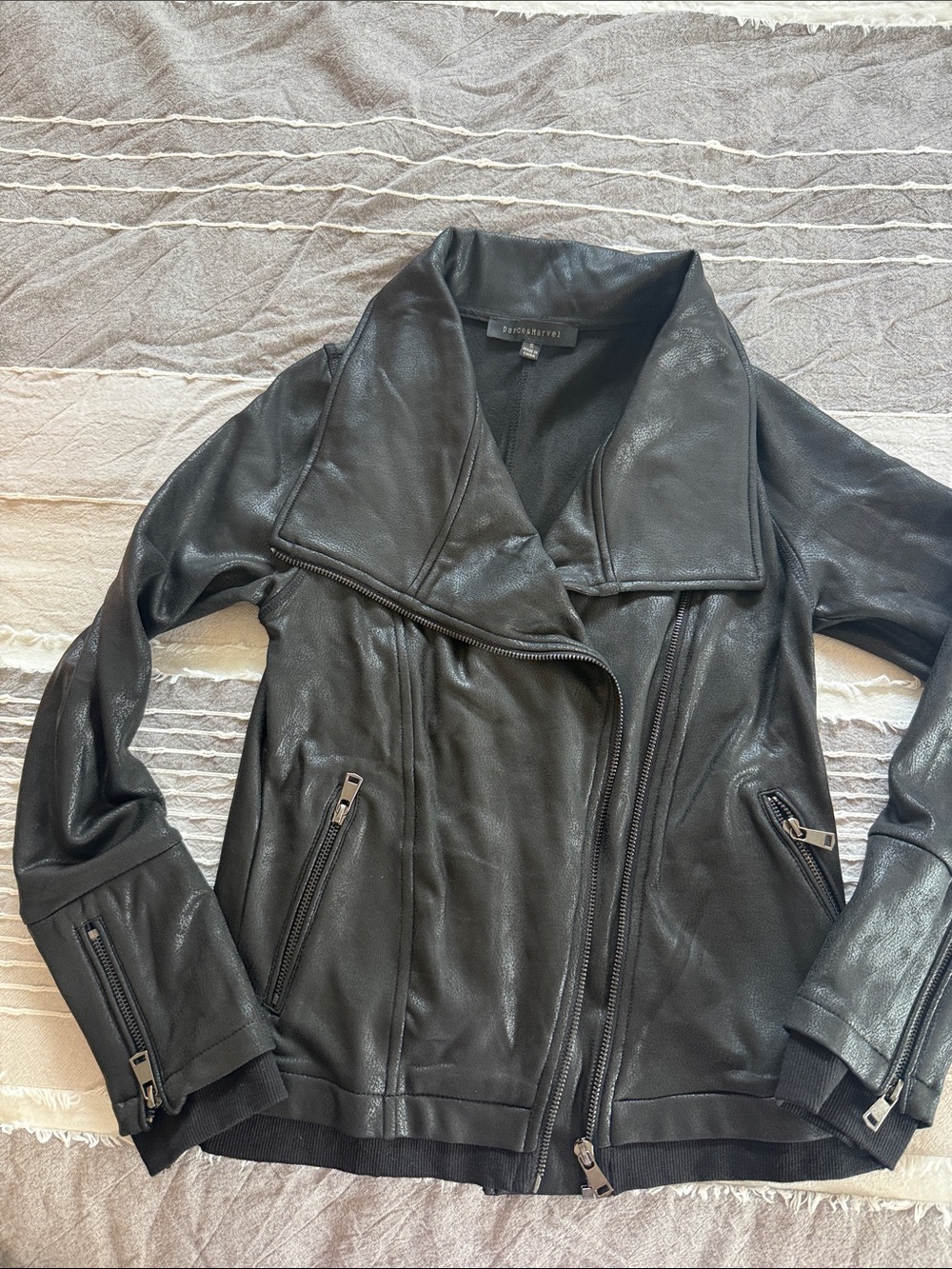Dance & Marvel Black Leather Asymmetrical Biker Jacket